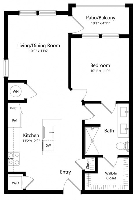 One Bedroom Floor Plan at The Exchange Luxury Apartments in St. Petersburg, FL